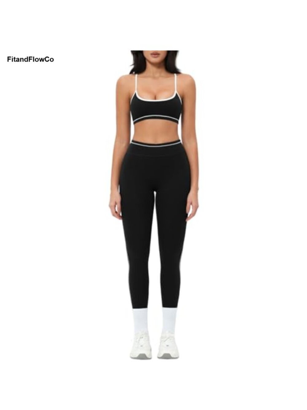 Women's 2-Piece Strappy Sports Bra & High Waist Leggings Gym Set